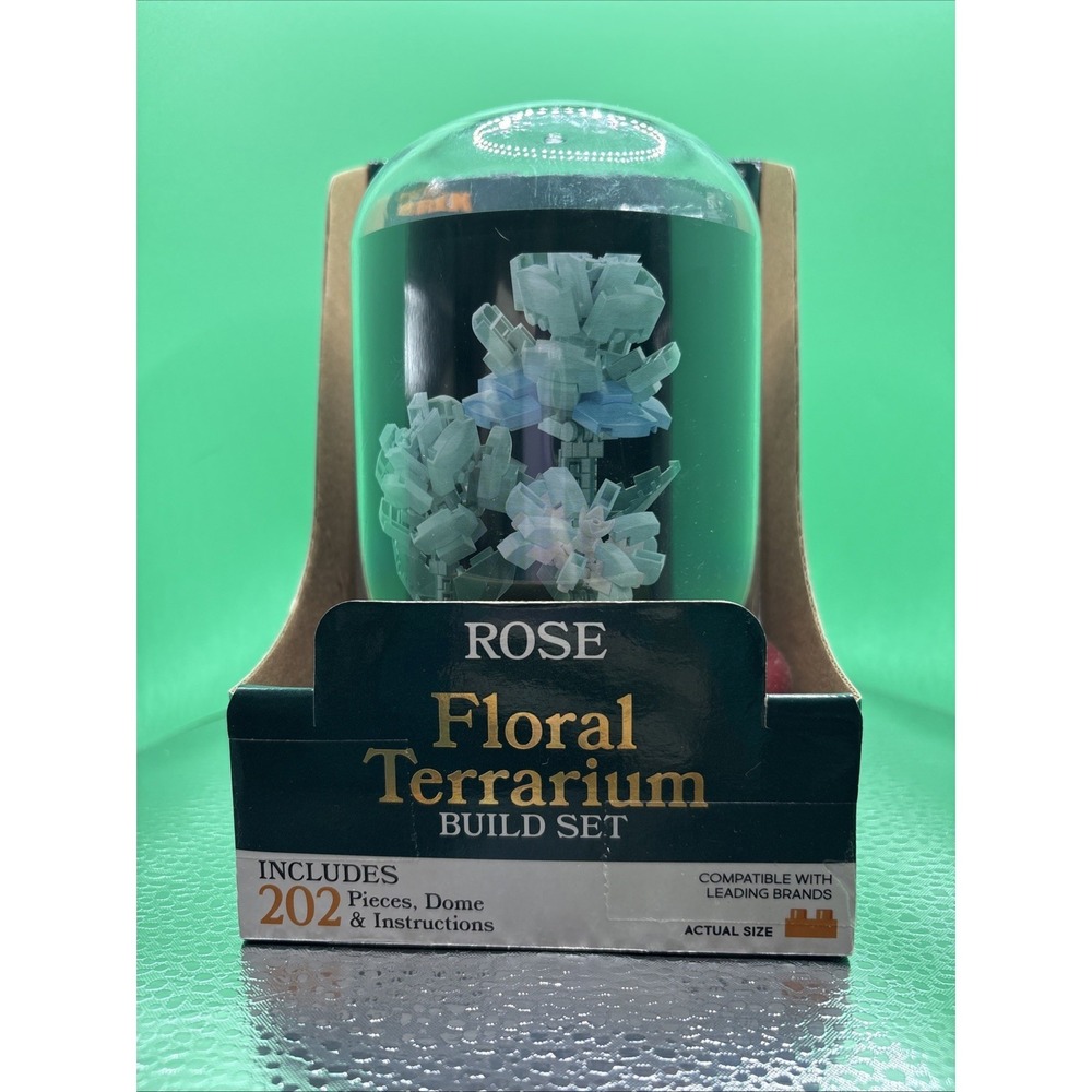 NEW Micro Brix Floral Terrarium ROSE Building Blocks Set Build Toy, 202 Pieces